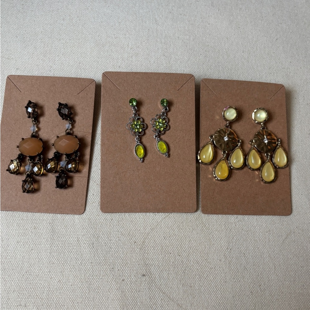 Elegant Brown and Yellow Dangle Earrings Set